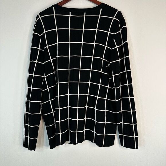 Jones New York Grid Plaid Full Zip Jacket 2X Preppy Minimalist Stretch Knit - Picture 2 of 8